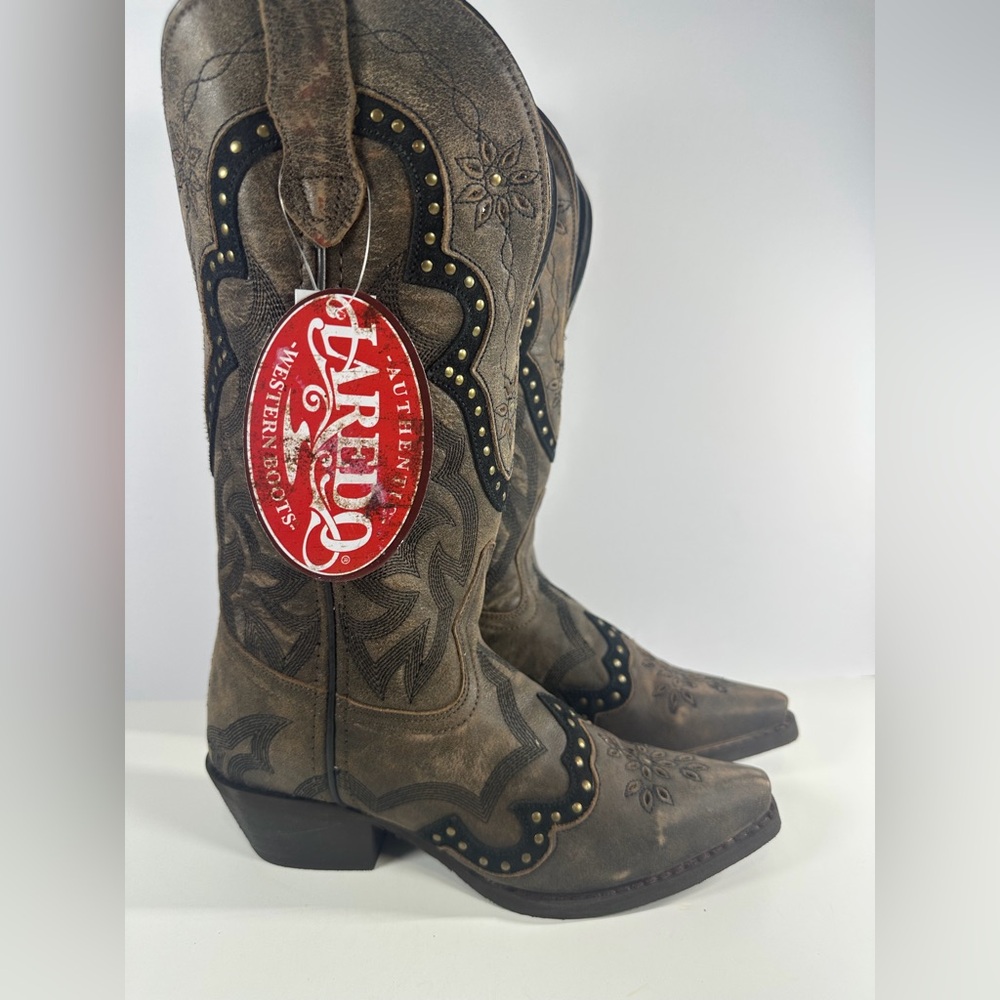 Laredo Women's Skyla Floral Studded Western Performance Boots - Snip Toe